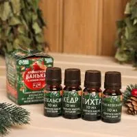 набор эфирных масел (апельсин, кедр, пихта, можжевельник), банная забава