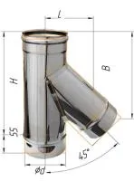 тройник феррум угол 135°, нержавеющий (439/0,8мм), ф200, по воде