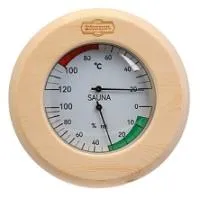 термометр с гигрометром деревянный с корпусом из нержавеющей стали, добропаровъ