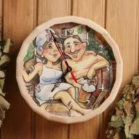 часы "бочонок - парочка" №4 с рисунком, липа, добропаровъ