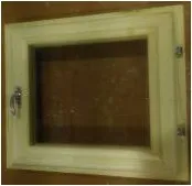 форточка для бани деревянная со стеклом 0,3х0,3 м с фурнитурой осина, банный перец