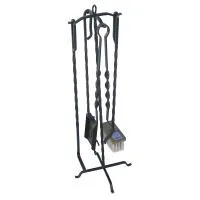 набор для камина на стойке большой (4 предмета) 85см черный, банный эксперт