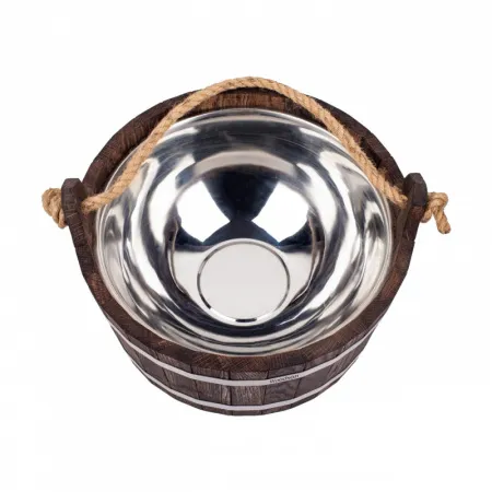 шайка 7,5л с нержавеющей вставкой дуб в темном woodson