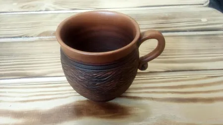 кружка глиняная, вилюшка,  ручная работа, маслянка