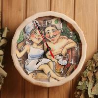 часы "бочонок - парочка" №4 с рисунком, липа, добропаровъ